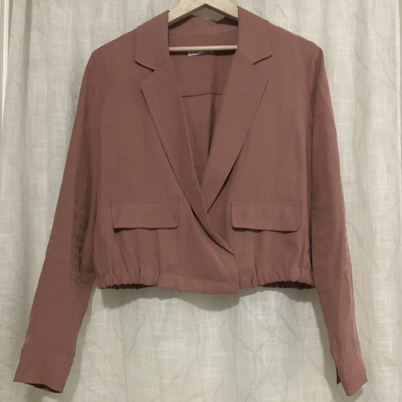 Rust Wash Cropped Retro Rayon Bomber Blazer - Picture 2 of 14